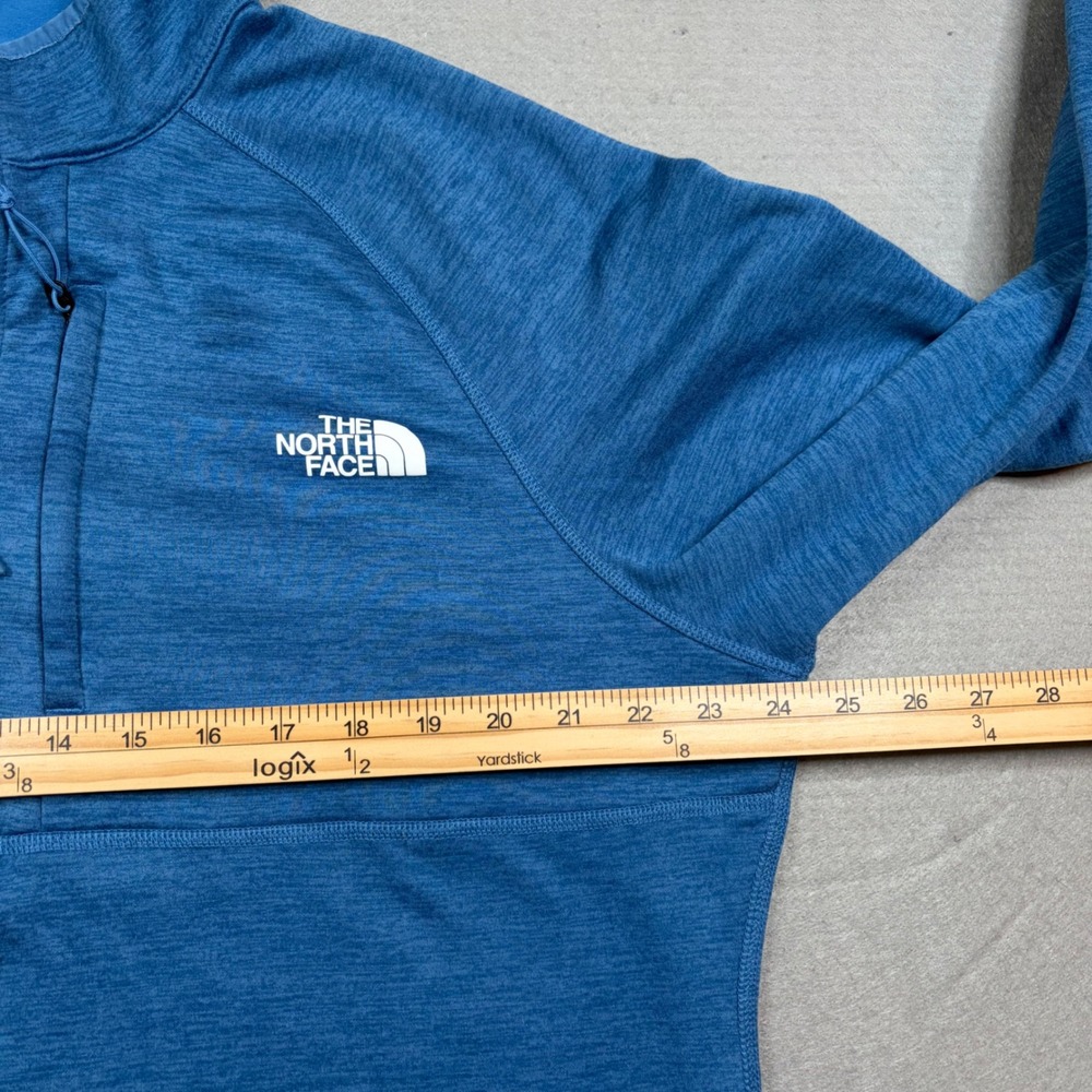 The North Face Mens XL Blue Heathered Quarter Zip Fleece Pullover Chest Pocket - Picture 6 of 9